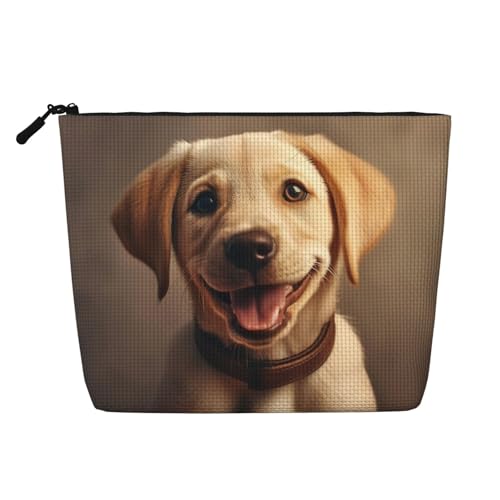 LNNIUK Make-up-Tasche mit niedlichem Labrador-Hunde-Aufdruck, für Geldbörse, Reißverschluss, Kosmetiktasche, groß, Reise-Make-up-Organizer aus Segeltuch, Schwarz, Einheitsgröße von LNNIUK