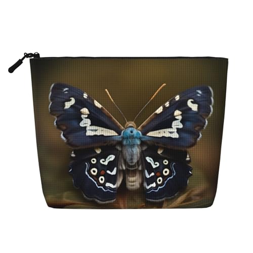 LNNIUK Make-up-Tasche mit schönem Mottenflügel-Aufdruck, für Geldbörse, Reißverschluss, Kosmetiktasche, groß, Reise-Make-up-Organizer, Schwarz, Einheitsgröße von LNNIUK