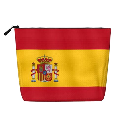 LNNIUK Make-up-Tasche mit spanischer Flagge, für Geldbörse, Reißverschluss, Kosmetiktasche, groß, Reise-Make-up-Organizer, Schwarz, Einheitsgröße von LNNIUK
