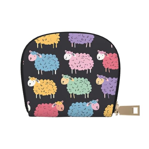 LNNIUK Niedliches buntes Schaf, Cartoon-Muster, Geldbörse, Kreditkartenhalter, Visitenkartenetui für Männer und Frauen, kompakte Größe für Erwachsene, Weiss/opulenter Garten, Einheitsgröße von LNNIUK