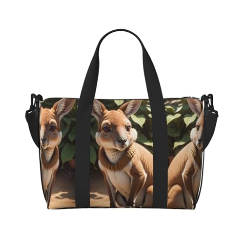 Lustiger Turnbeutel für Damen, mit Känguru-Zoo-Aufdruck, Reisetasche, Tragetasche für persönliche Gegenstände, Schwarz, Einheitsgröße von LNNIUK