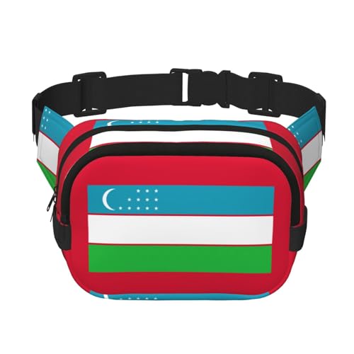 Modische Gürteltasche mit Flagge der Republik Usbekistan, für Damen, für Reisen, Laufen, Schwarz, Einheitsgröße von LNNIUK
