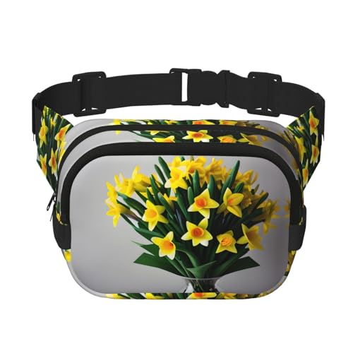 Modische Gürteltasche mit Narzissen-Motiv, für Damen, für Reisen, Laufen, Schwarz, Einheitsgröße von LNNIUK