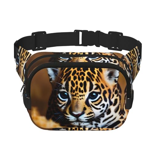 Niedliche Baby-Jaguar-Gürteltasche mit 1 Druck, modische Gürteltasche für Damen, Crossbody-Tasche für Reisen, Laufen, Schwarz, Einheitsgröße von LNNIUK