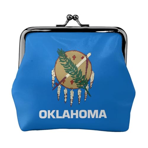 Oklahoma Geldbörse mit Staatsflaggen-Druck, kleine Tasche, Kussschloss, Münzgeldbörse für Damen, Münzgeldbörse, Kreditkartenetui von LNNIUK