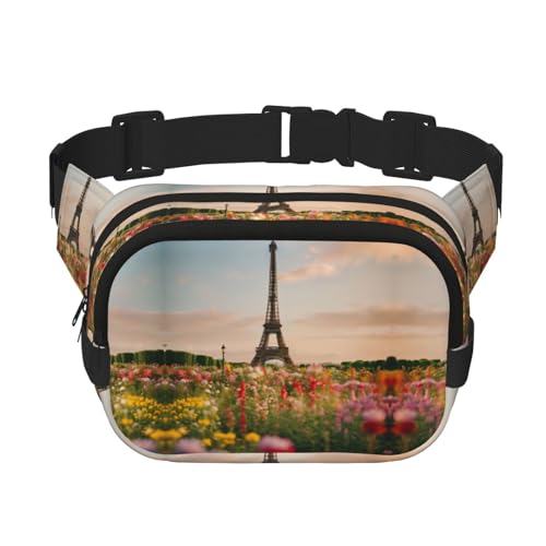 Schöne Gürteltasche mit Eiffelturm-Motiv, mit Paris-Druck, für Damen, für Reisen, Laufen, Schwarz, Einheitsgröße von LNNIUK