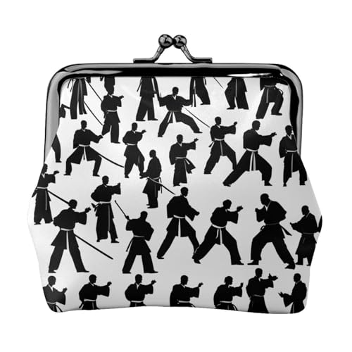 Silhouettes of Martial Arts Print Small Pouch Kiss Lock Coin Purse for Women Coin Change Purse Credit Card Wallet von LNNIUK