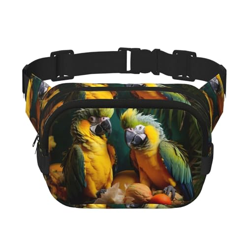 Sommer-Gürteltasche mit Papageien-Aufdruck, modische Gürteltasche für Damen, Crossbody-Tasche für Reisen, Laufen, Schwarz, Einheitsgröße von LNNIUK