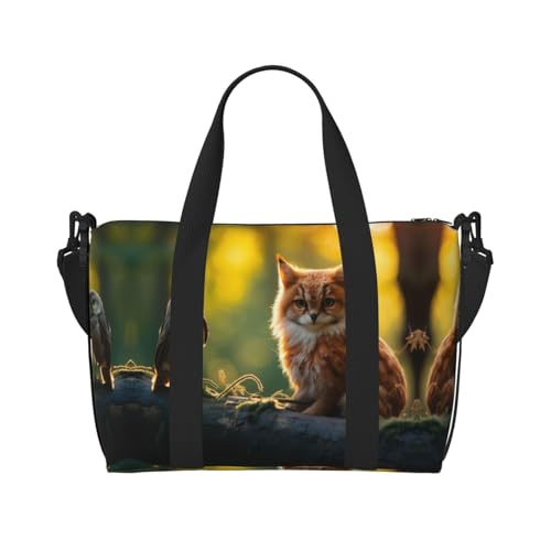 Sporttasche Damen Fuchs Vogel Print Schwarz One Size, Schwarz , one size von LNNIUK