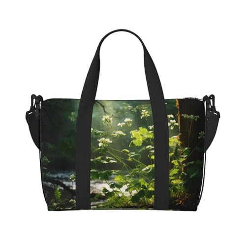 Sporttasche Damen Wildblumen Vogel Blätter Zweige Schwarz One Size, Schwarz , one size von LNNIUK