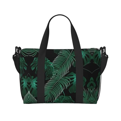 Sporttasche für Damen, Motiv: Bananenblätter, Grün, Schwarz, Einheitsgröße von LNNIUK