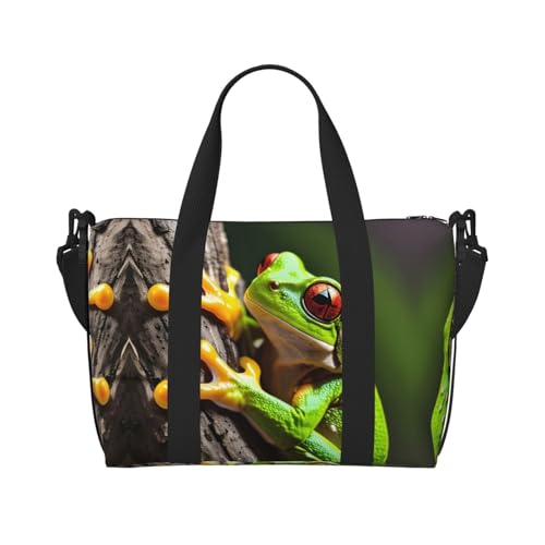 Sporttasche für Damen, Motiv: Baumfrosch, für Damen, Wochenendtasche, Reisetasche für persönliche Gegenstände, Schwarz, Einheitsgröße von LNNIUK