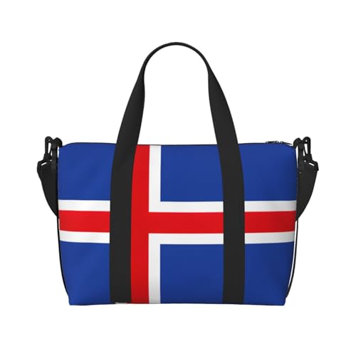 Sporttasche für Damen, Motiv: Flagge von Island, Reisetasche, Reisetasche, persönliche Gegenstände, Schwarz, Einheitsgröße von LNNIUK