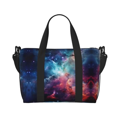 Sporttasche für Damen, Motiv: Galaxie, Wolken-Aufdruck, Reisetasche, Tragetasche für persönliche Gegenstände, Schwarz, Einheitsgröße von LNNIUK