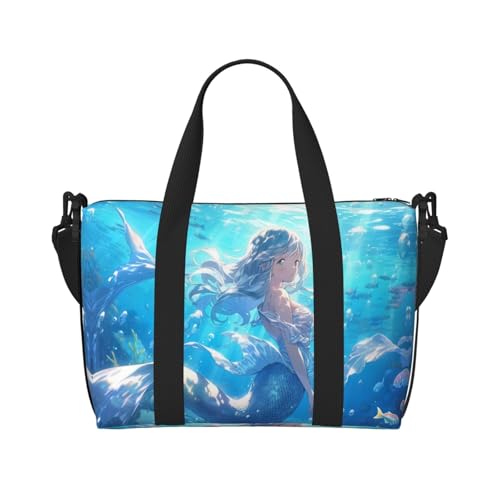 Sporttasche für Damen, Motiv: Meerjungfrau 2, Blau, Schwarz, Einheitsgröße von LNNIUK