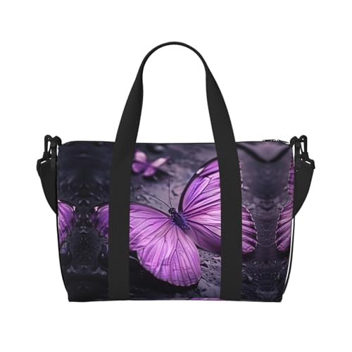Sporttasche für Damen, Motiv: Schmetterling, Violett, Schwarz, Einheitsgröße von LNNIUK