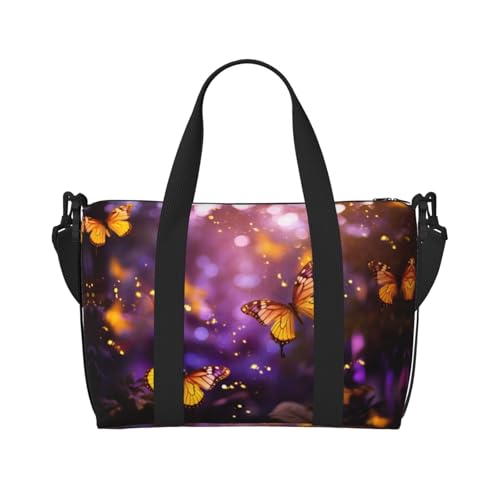 Sporttasche für Damen, Motiv: Schmetterlinge, 3 Drucke, Violett-Gold, Schwarz, Einheitsgröße von LNNIUK