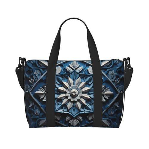 Sporttasche für Damen, Motiv: Volkskunst, mit Muster, Blau, Schwarz, Einheitsgröße von LNNIUK
