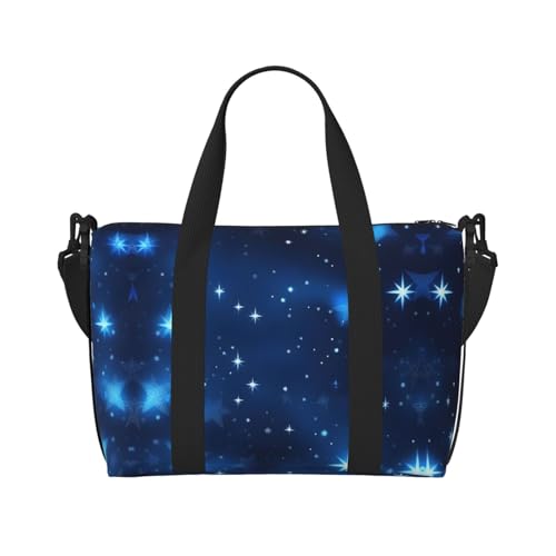 Sporttasche für Damen, Motiv: blaue leuchtende Sterne, Reisetasche, Tragetasche für persönliche Gegenstände, Schwarz, Einheitsgröße von LNNIUK