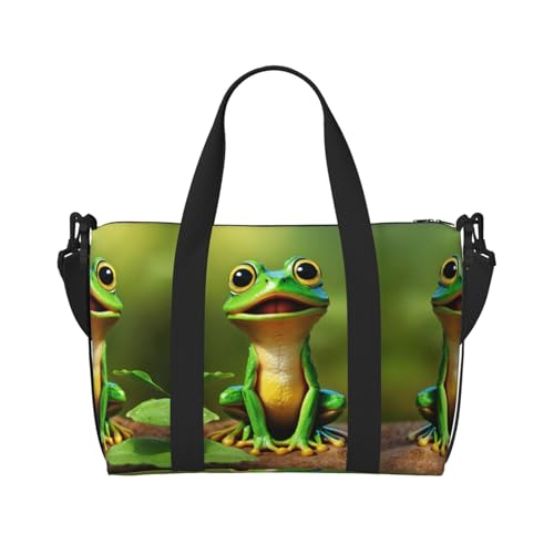 Sporttasche für Damen, Motiv: grüner Frosch, Reisetasche, Reisetasche für persönliche Gegenstände, Schwarz, Einheitsgröße von LNNIUK