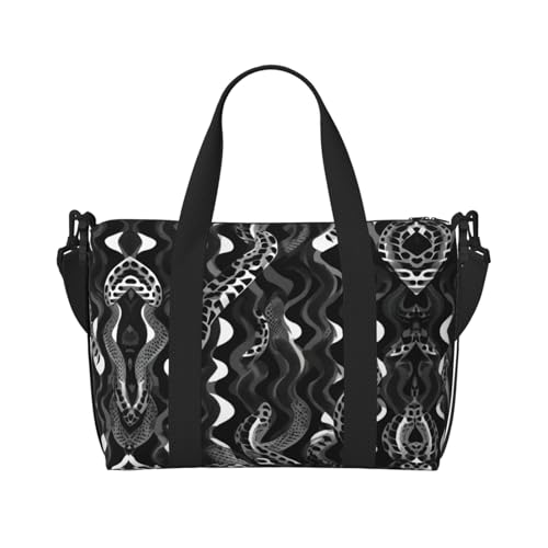 Sporttasche für Damen, Schlangenhautmuster, Schwarz / Weiß, Schwarz, Einheitsgröße von LNNIUK