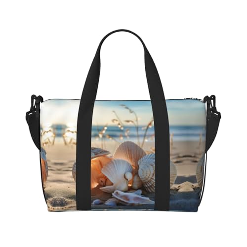 Sporttasche für Damen, Seestern-Muschel-Druck, Reisetasche, Reisetasche, persönliche Gegenstände, Schwarz, Einheitsgröße von LNNIUK