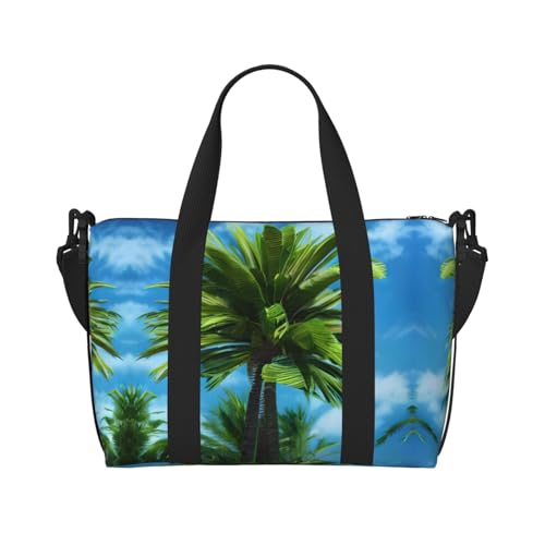 Sporttasche für Damen, Sommerpalmen-Druck, Reisetasche, Reisetasche, für persönliche Gegenstände, Schwarz, Einheitsgröße von LNNIUK