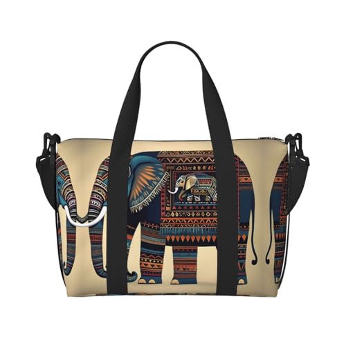 Sporttasche für Damen, aztekischer Elefanten-Druck, Reisetasche, Reisetasche, für persönliche Gegenstände, Schwarz, Einheitsgröße, Schwarz , Einheitsgröße von LNNIUK