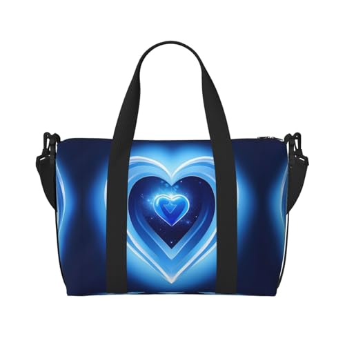 Sporttasche für Damen, mit Herzmuster, Babyblau, Tragetasche für persönliche Gegenstände, Schwarz, Einheitsgröße von LNNIUK