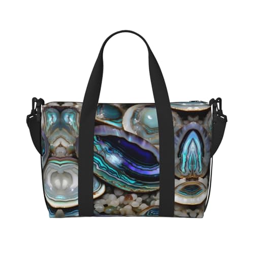 Sporttasche mit Abalone-Perlmutt-Aufdruck, für Damen, Wochenendtasche, Reisetasche für persönliche Gegenstände, Schwarz, Einheitsgröße von LNNIUK