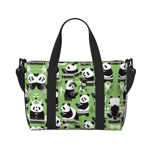 Sporttasche mit Panda-Aufdruck aus Bambus, für Damen, Wochenendtasche, Reisetasche für persönliche Gegenstände, Schwarz, Einheitsgröße von LNNIUK