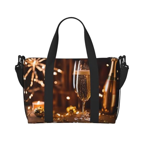 Sporttasche mit Weinbecher-Aufdruck, für Damen, Wochenendtasche, Reisetasche für persönliche Gegenstände, Schwarz, Einheitsgröße von LNNIUK