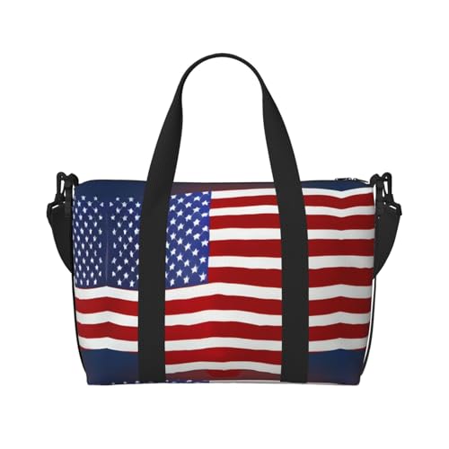 Sporttasche mit amerikanischer Flagge, Baseball-Druck, für Damen, Wochenendtasche, Reisetasche für persönliche Gegenstände, Schwarz, Einheitsgröße von LNNIUK
