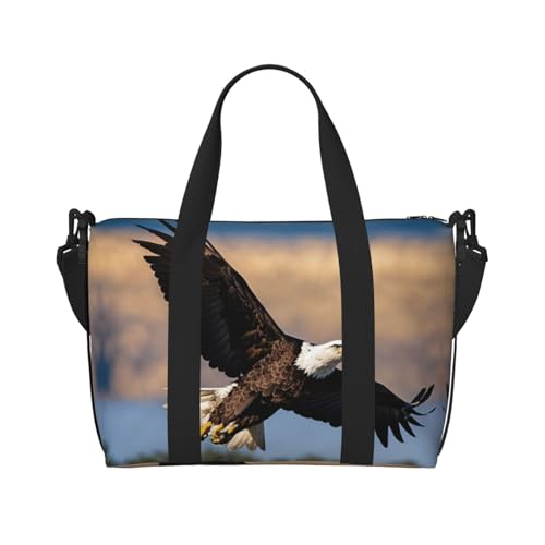 Sporttasche mit fliegendem Adlermotiv, für Damen, Wochenendtasche, Reisetasche für persönliche Gegenstände, Schwarz, Einheitsgröße von LNNIUK