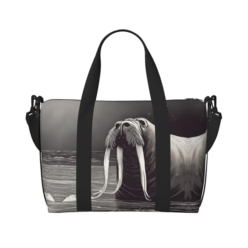 Walrus02 Sporttasche für Damen, Reisetasche, Reisetasche, für persönliche Gegenstände, Schwarz, Einheitsgröße von LNNIUK