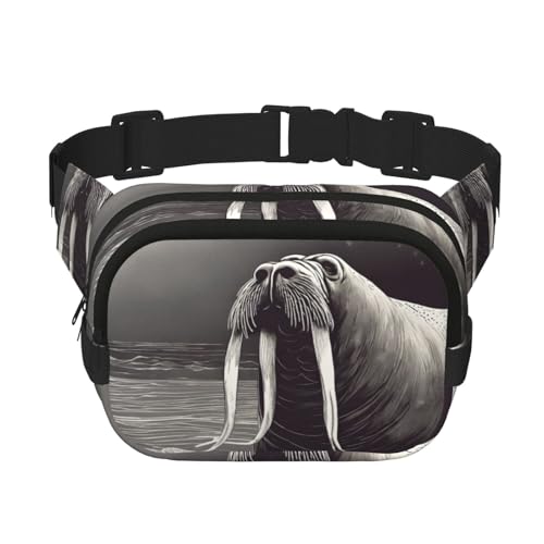 Walrus02 modische Gürteltasche für Damen, für Reisen, Laufen, Schwarz, Einheitsgröße von LNNIUK