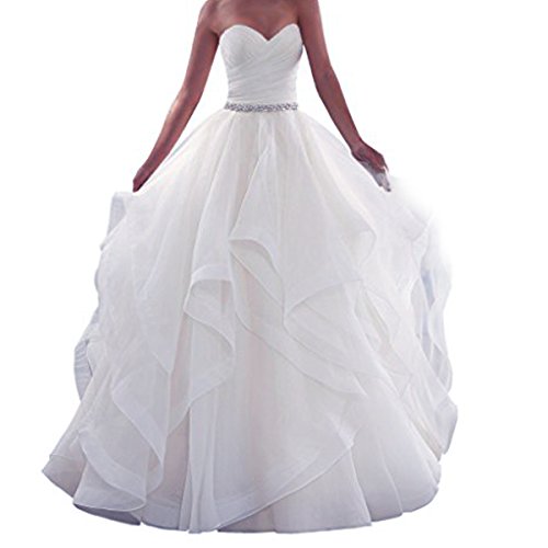 LNNLSS Lang Schulterfreie Schulterfrei Braut Hochzeitskleid Brautkleider, Weiß, 46 von LNNLSS