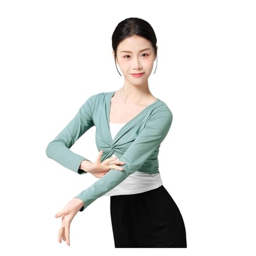 Ballettjacke Mädchen Langarm Ballett Top Frau Ballett Jacke Tanz Top Wrap Top Mantel Baumwolle Langarm Tanz Shirt for Frau (Color : Green, Size : M Height 160-165cm) von LNNXSZ