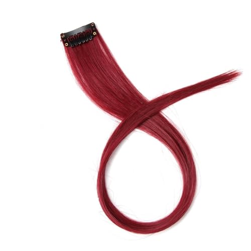 Bunte Feder Haarverlängerungs Set 5 Stück synthetische Haarverlängerungen mit Clips, hitzebeständig, glattes Haar, Farbe gefärbt, schwarze Haarspange for Damen Strähnen Haarsträhnen Kit (Color : 24, von LNNXSZ