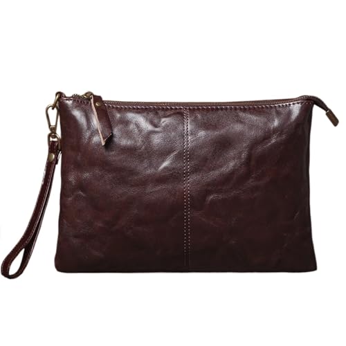 LNNXSZ Handgelenktasche Herren Herren Clutch Bag Luxus Geldbörse Casual Business Handtasche Unterarmtasche Tragbare Handgelenktasche(Dark Coffee) von LNNXSZ