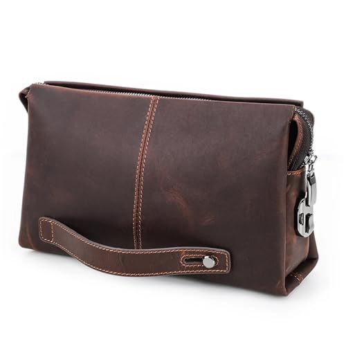 LNNXSZ Handgelenktasche Herren Lässige Clutch Bag Herren Geldbörse Große Kapazität Handtasche(Coffee) von LNNXSZ