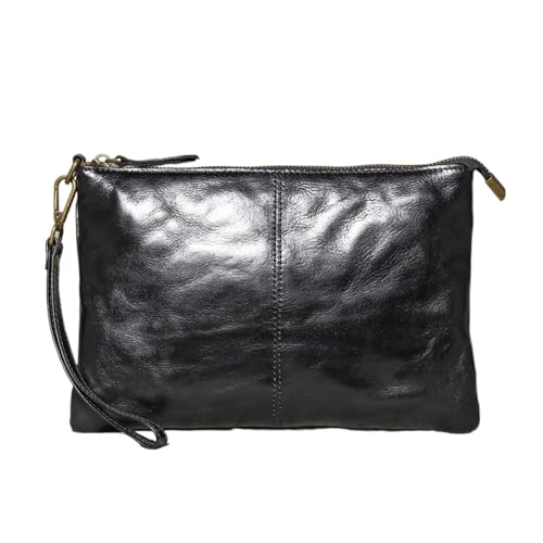 LNNXSZ Handgelenktasche Herren Vintage Handgefertigte Leder Clutch for Herren mit großem Fassungsvermögen(Black) von LNNXSZ