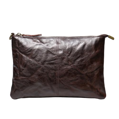 LNNXSZ Handgelenktasche Herren Vintage Handgefertigte Leder Clutch for Herren mit großem Fassungsvermögen(Coffee) von LNNXSZ