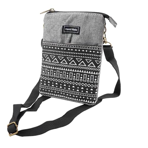 LNQ LUNIQI 1 Stück Boho Handytasche Crossbody Umhängetasche Baumwolle Handy Tasche Tragbar Schultertasche Mini Tragetasche für Damen Frauen von LNQ LUNIQI