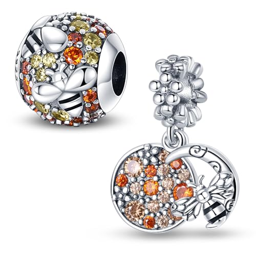 LNQOBU Charms Anhänger Silber 925 für Armband Damen und Halsketten Schmetterling Charms Anhänger Blumen Charms Bead Charms für Damen von LNQOBU