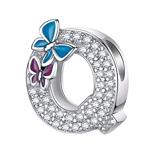 LNQOBU Buchstabe Charm 925 Sterling-Silber Alphabet Charms Anhänger Intarsien Schmetterling Bead für Europäischen Armband und Halskette von LNQOBU