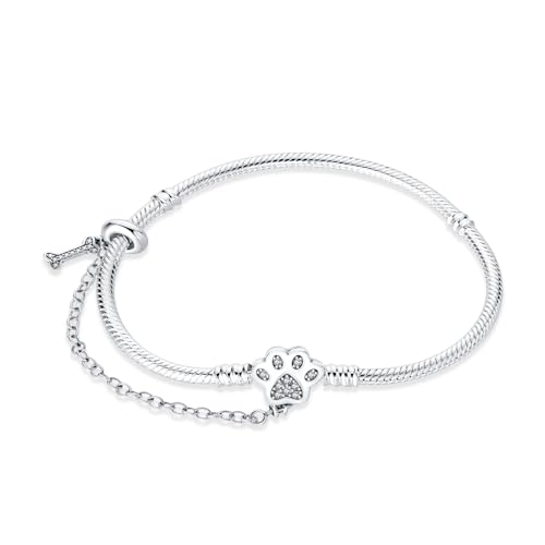 LNQOBU Armkette Damen Silber 925 Schlangenarmband mit Herzverschluss Schmuck Geschenke für Frauen(Mit Einem Spacer Perlen) von LNQOBU