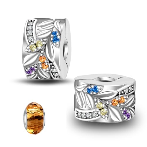 LNQOBU Clip/Stopper Charm für Armband - 925 Sterlingsilber Pave Cubic Zirkonia Bead Star Moon Blauer Schmetterling Schmuck Geschenk für Frauen von LNQOBU