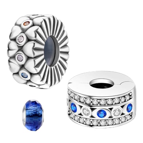 LNQOBU Clip/Stopper Charme für Armband 925 Sterlingsilber Pave Cubic Zirkonia Charms Bead Star Moon Charm Blauer Schmetterling Charm Schmuck Geschenk für Frauen von LNQOBU