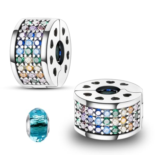 LNQOBU Clip/Stopper Charme für Armband 925 Sterlingsilber Pave Cubic Zirkonia Charms Bead Star Moon Charm Blauer Schmetterling Charm Schmuck Geschenk für Frauen von LNQOBU